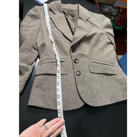 The Limited Vintage Y2K Tweed Wool Blend Old Money Style Neutral Blazer - Picture 7 of 10